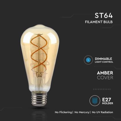 LED Димируема крушка FILAMENT ST64 E27/4,8W/230V 1800K