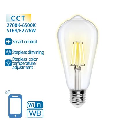 LED Димируема крушка FILAMENT ST64 E27/6W/230V 2700-6500K Wi-Fi - Aigostar