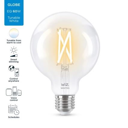 LED Димируема крушка FILAMENT G95 E27/6,7W/230V 2700-6500K CRI 90 Wi-Fi - WiZ