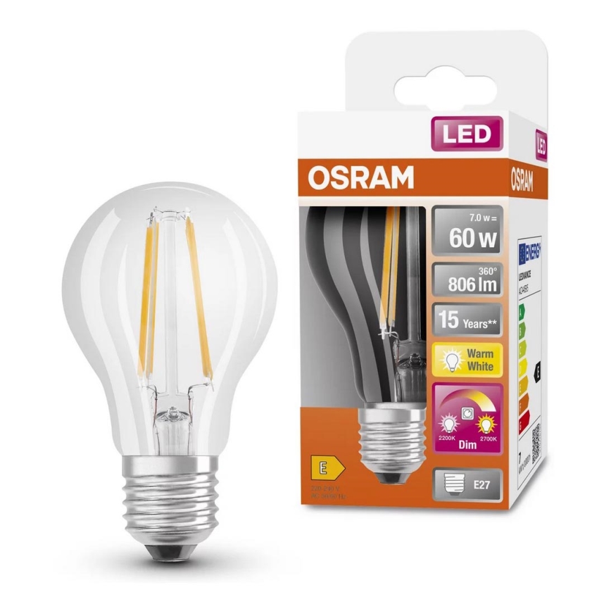 LED Димируема крушка GLOW DIM A60 E27/7W/230V 2200-2700K - Osram