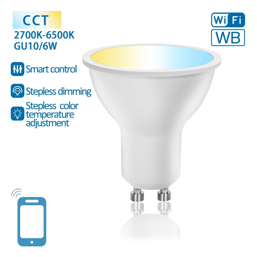 LED Димируема крушка GU10/6W/230V 2700-6500K Wi-Fi - Aigostar