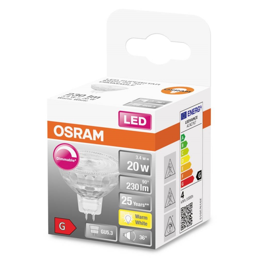 LED димируема крушка GU5,3/3,4W/12V 2700K CRI 90 - Osram