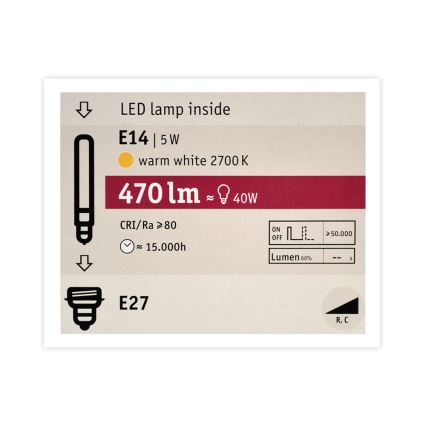 LED Димируема крушка MOSAIC G125 E27/5W/230V 2700K - Paulmann 28747