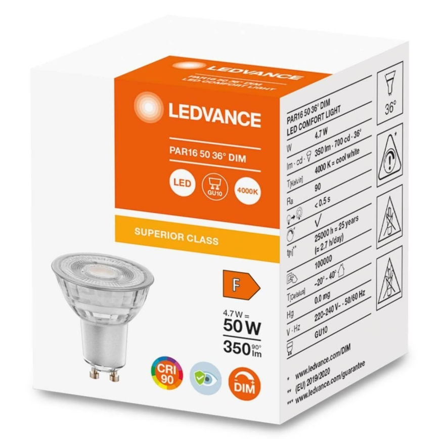 LED Димируема крушка PAR16 GU10/4,7W/230V 4000K 36° CRI 90 - Osram