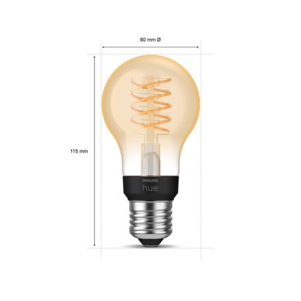 LED Димируема крушка Philips Hue WHITE FILAMENT A60 E27/7W/230V 2100K