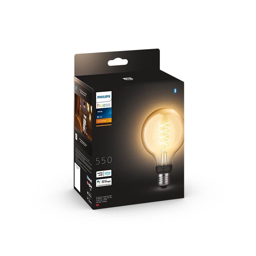 LED Димируема крушка Philips Hue WHITE FILAMENT G93 E27/7,2W/230V 2100K