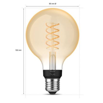 LED Димируема крушка Philips Hue WHITE FILAMENT G93 E27/7,2W/230V 2100K