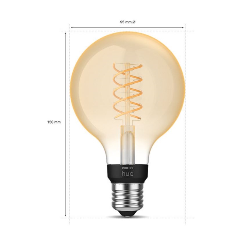 LED Димируема крушка Philips Hue WHITE FILAMENT G93 E27/7,2W/230V 2100K