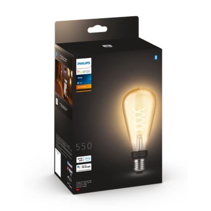 LED Димируема крушка Philips Hue WHITE FILAMENT ST72 E27/7W/230V 2100K