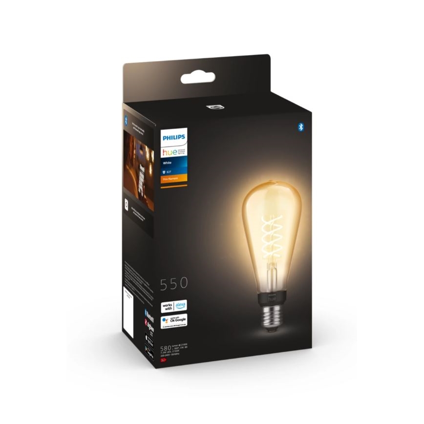LED Димируема крушка Philips Hue WHITE FILAMENT ST72 E27/7W/230V 2100K