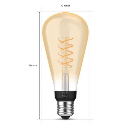 LED Димируема крушка Philips Hue WHITE FILAMENT ST72 E27/7W/230V 2100K