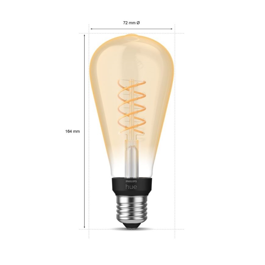 LED Димируема крушка Philips Hue WHITE FILAMENT ST72 E27/7W/230V 2100K