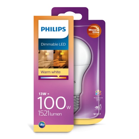LED Димируема крушка Philips Warm Glow E27/13W/230V 2200K-2700K 