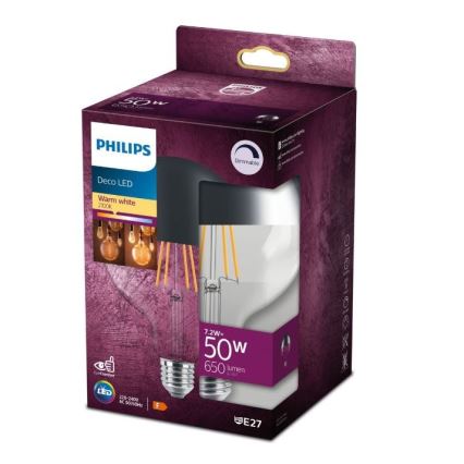 LED Димируема крушка с огледална сферична капачка DECO Philips G125 E27/7,2W/230V 2700K