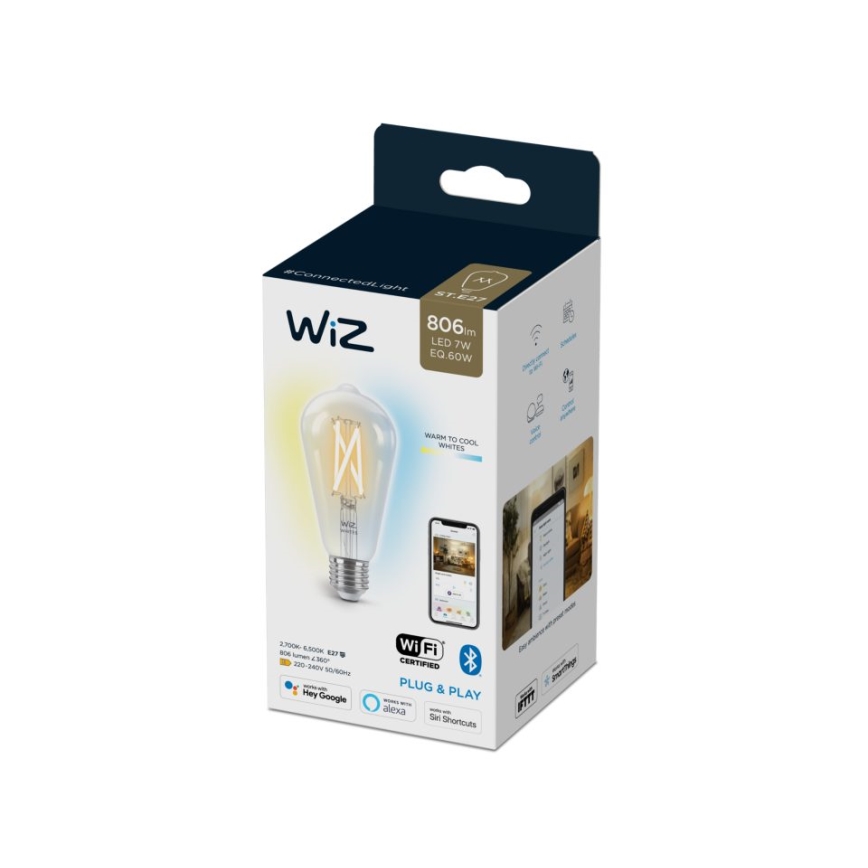 LED Димируема крушка FILAMENT ST64 E27/6,7W/230V 2700-6500K CRI 90 Wi-Fi - WiZ