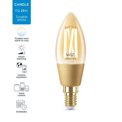 LED Димируема крушка VINTAGE FILAMENT C35 E14/4,9W/230V 2000-5000K CRI 90 Wi-Fi - WiZ