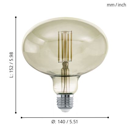 LED Димируема крушка VINTAGE E27/4W/230V 3000K - Eglo 12599