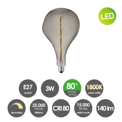 LED Димируема крушка VINTAGE EDISON E27/3W/230V 1800K