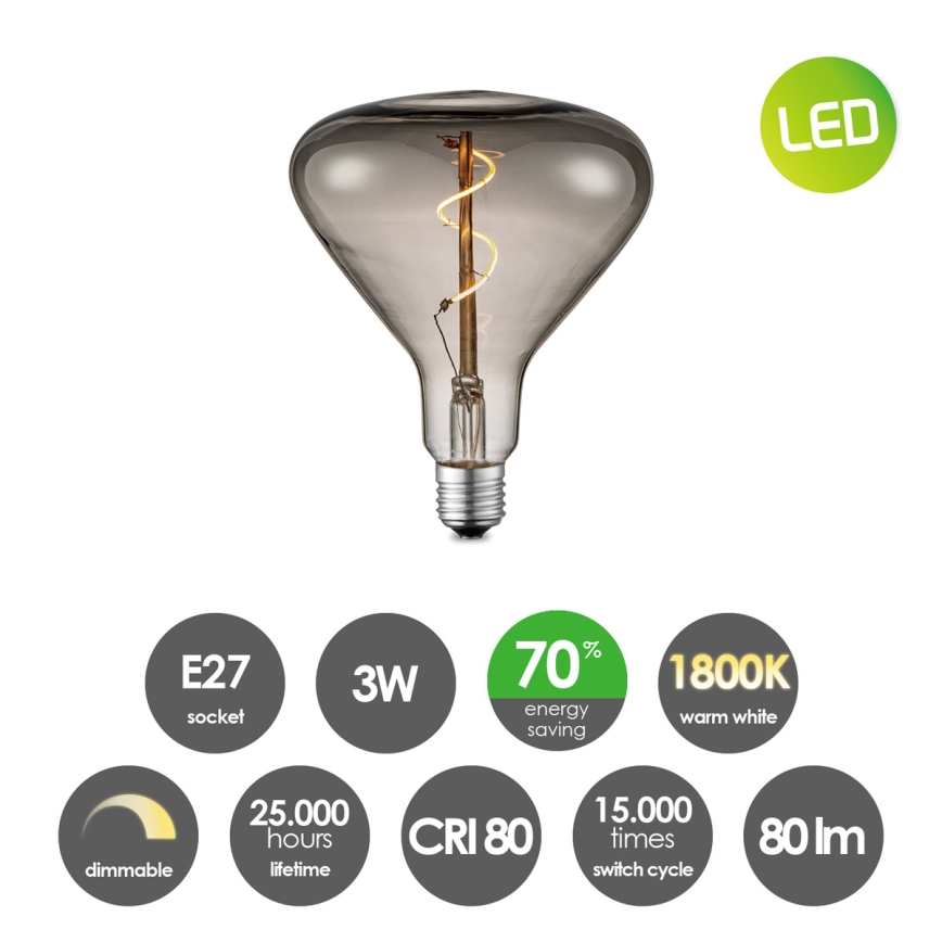 LED Димируема крушка VINTAGE EDISON E27/3W/230V 1800K
