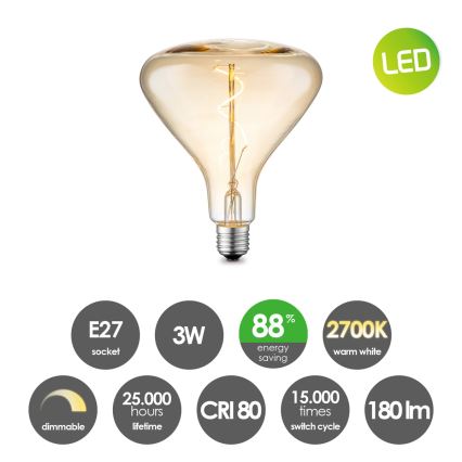 LED Димируема крушка VINTAGE EDISON E27/3W/230V 2700K