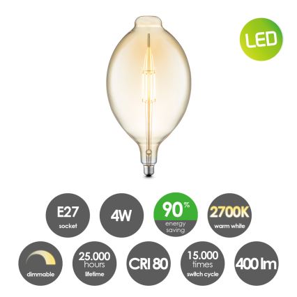 LED Димируема крушка VINTAGE EDISON E27/4W/230V 2700K