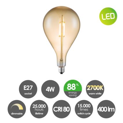 LED Димируема крушка VINTAGE EDISON E27/4W/230V 2700K
