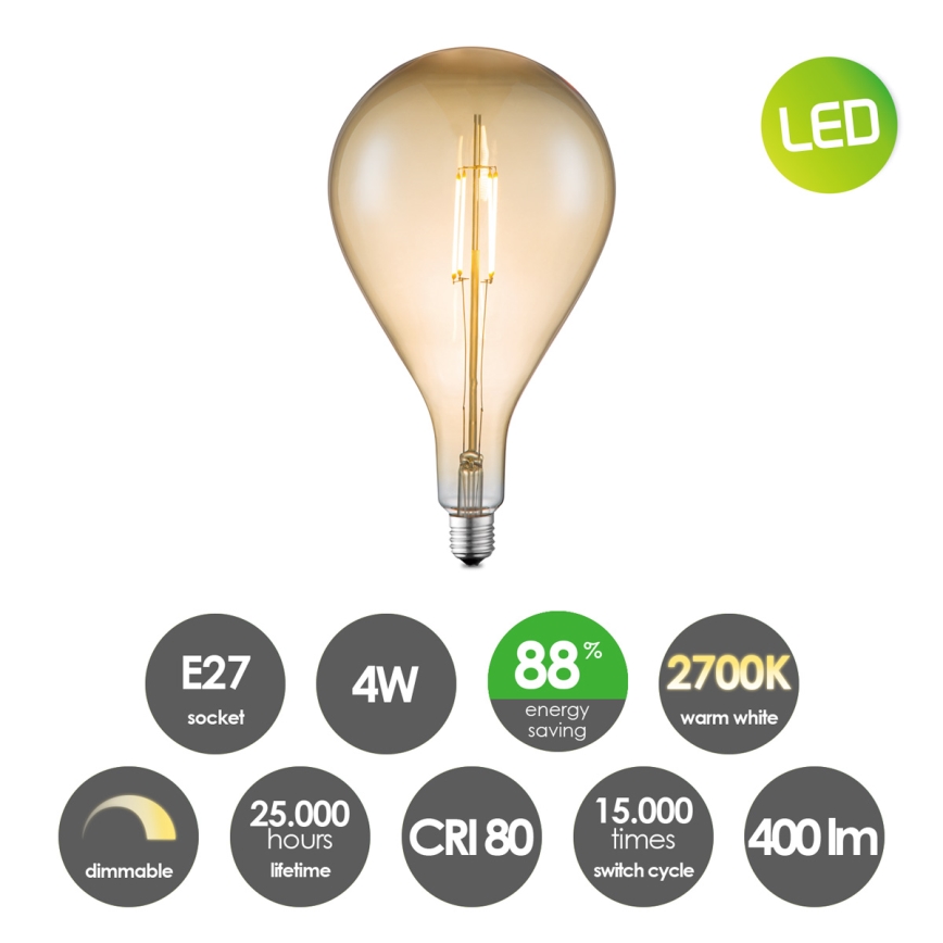 LED Димируема крушка VINTAGE EDISON E27/4W/230V 2700K