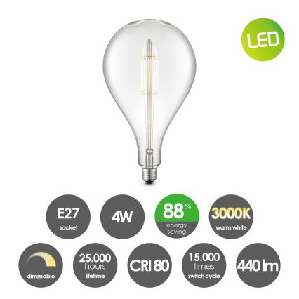 LED Димируема крушка VINTAGE EDISON E27/4W/230V 3000K