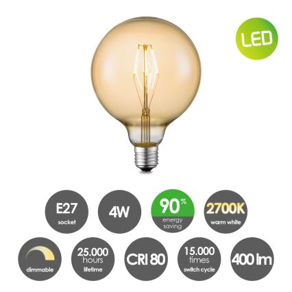 LED Димируема крушка VINTAGE EDISON G125 E27/4W/230V 2700K