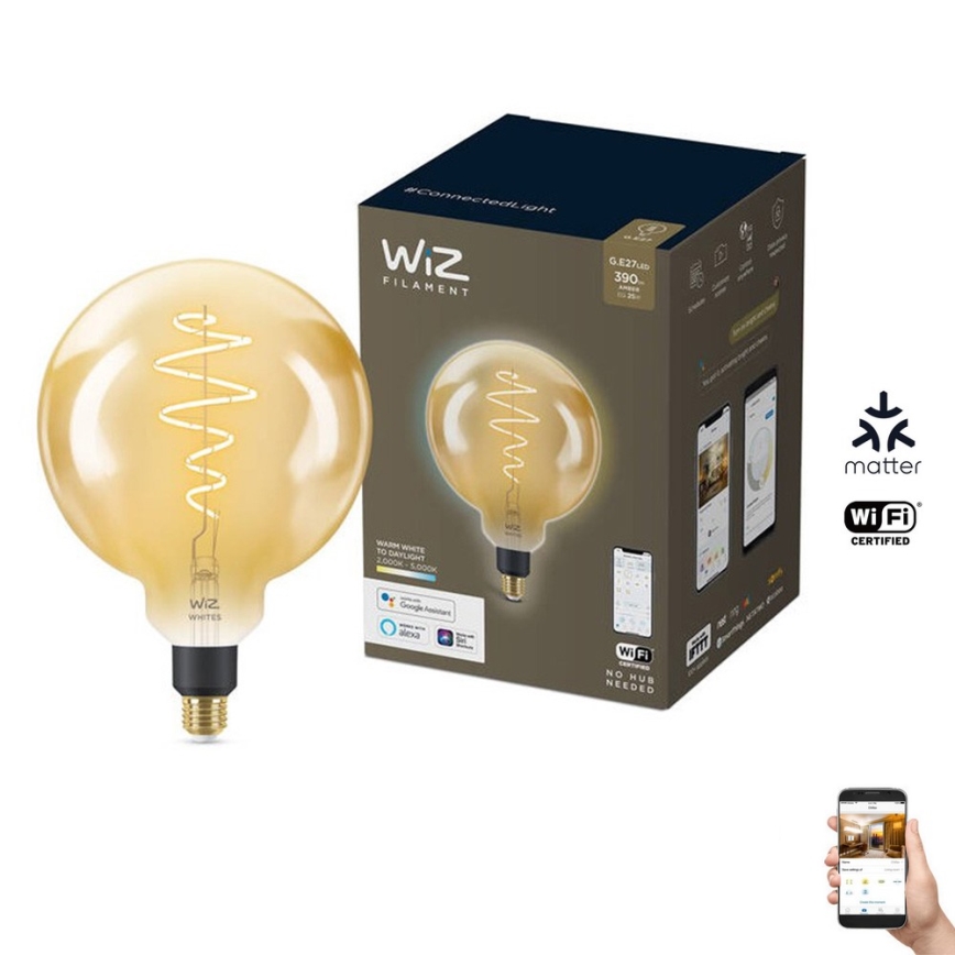 LED Димируема крушка VINTAGE FILAMENT G200 E27/6W/230V 2000-5000K CRI 90 Wi-Fi - WiZ