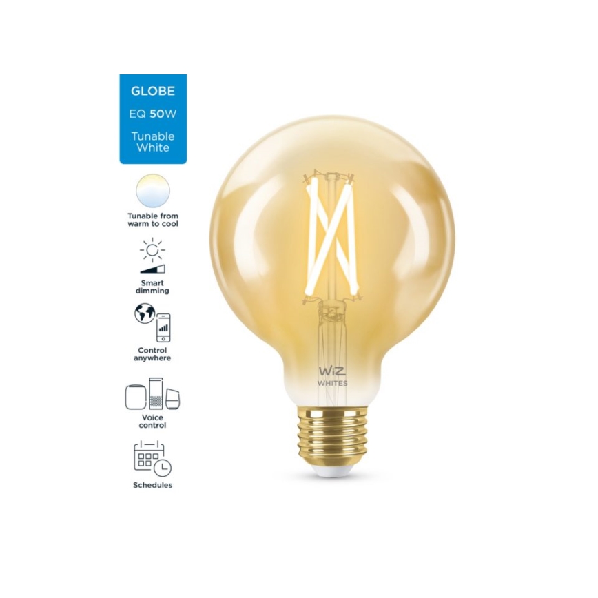 LED Димируема крушка VINTAGE FILAMENT G95 E27/6,7W/230V 2000-5000K CRI 90 Wi-Fi - WiZ