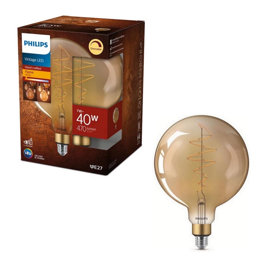LED Димируема крушка VINTAGE Philips G200 E27/7W/230V 2000K