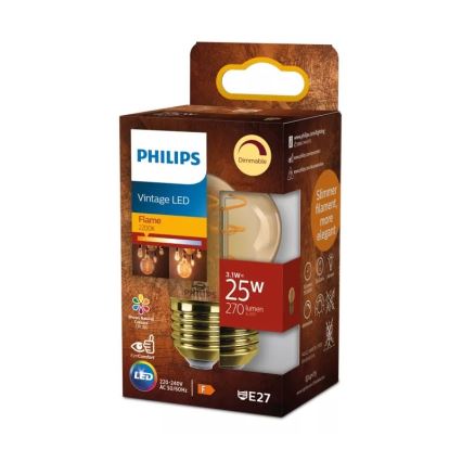 LED димируема крушка VINTAGE Philips P45 E27/3,1W/230V 2200K CRI 90
