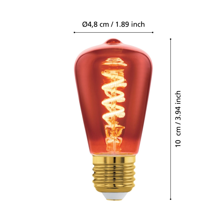 LED димируема крушка VINTAGE ST48 E27/4W/230V 2000K червена - Eglo 110199