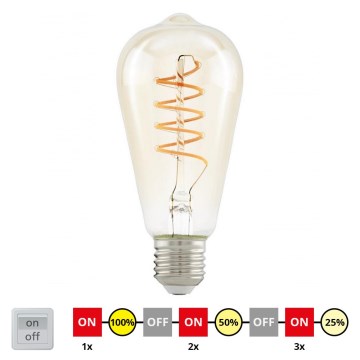 LED Димируема крушка VINTAGE ST64 E27/4W/230V 2200K - STEPDIMMING - Eglo 12522