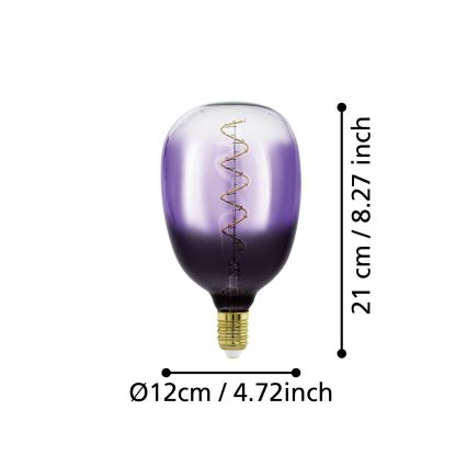 LED димируема крушка VINTAGE T120 E27/4W/230V 1800K лилава - Eglo 110226