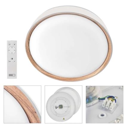 LED димируемо таванно осветително тяло ILVI LED/30W/230V 2700–6500K, Ø 40 см, бяло/бежово + дистанционно управление