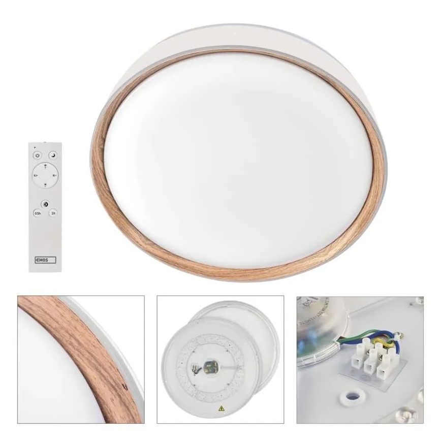 LED димируемо таванно осветително тяло ILVI LED/30W/230V 2700–6500K, Ø 40 см, бяло/бежово + дистанционно управление