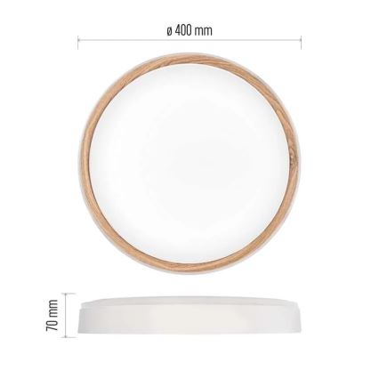 LED димируемо таванно осветително тяло ILVI LED/30W/230V 2700–6500K, Ø 40 см, бяло/бежово + дистанционно управление