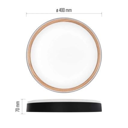 Димируемо LED таванно осветително тяло ILVI LED/30W/230V 2700-6500K Ø 40 см черно/бежово + дистанционно управление
