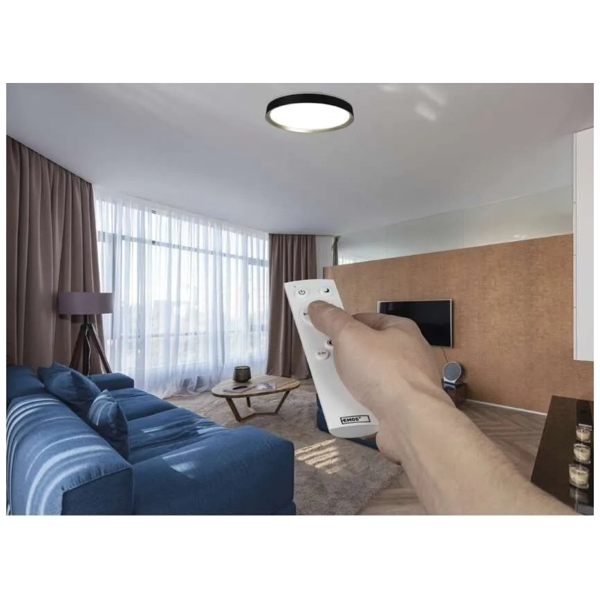 LED димируемо таванно осветително тяло ILVI LED/45W/230V 2700-6500K Ø 50 см черно/месинг + дистанционно управление