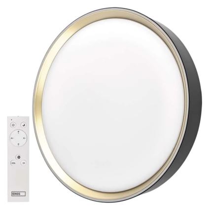 LED димируемо таванно осветително тяло ILVI LED/45W/230V 2700-6500K Ø 50 см черно/месинг + дистанционно управление