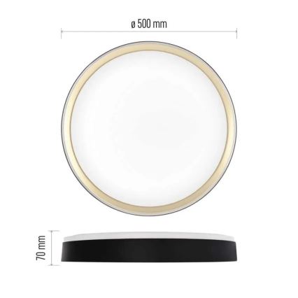 LED димируемо таванно осветително тяло ILVI LED/45W/230V 2700-6500K Ø 50 см черно/месинг + дистанционно управление