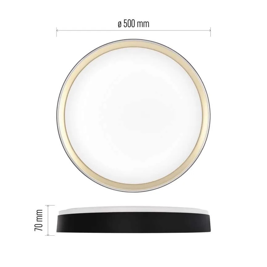 LED димируемо таванно осветително тяло ILVI LED/45W/230V 2700-6500K Ø 50 см черно/месинг + дистанционно управление