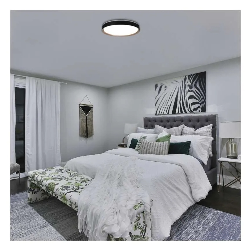 Димируемо LED таванно осветително тяло ILVI LED/45W/230V 2700-6500K Ø 50 cm черно/бежово + дистанционно управление