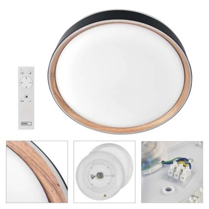Димируемо LED таванно осветително тяло ILVI LED/45W/230V 2700-6500K Ø 50 cm черно/бежово + дистанционно управление