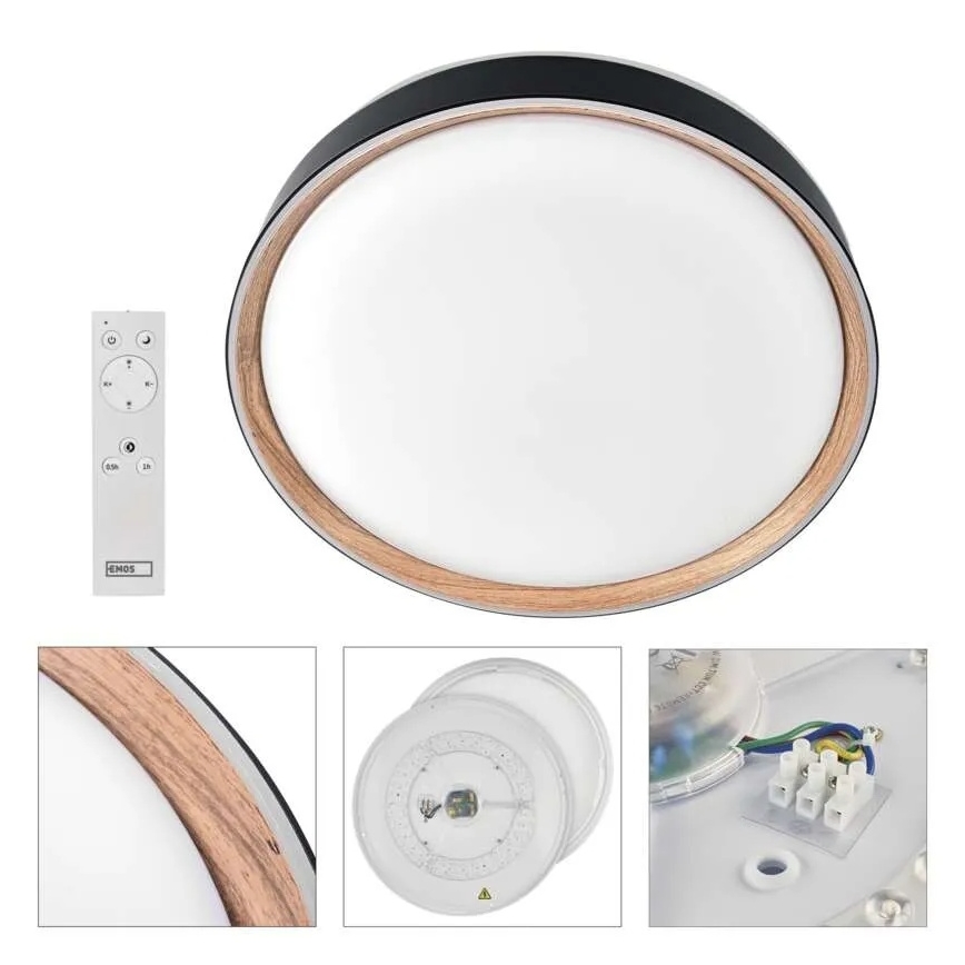 Димируемо LED таванно осветително тяло ILVI LED/45W/230V 2700-6500K Ø 50 cm черно/бежово + дистанционно управление
