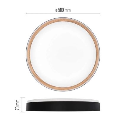 Димируемо LED таванно осветително тяло ILVI LED/45W/230V 2700-6500K Ø 50 cm черно/бежово + дистанционно управление