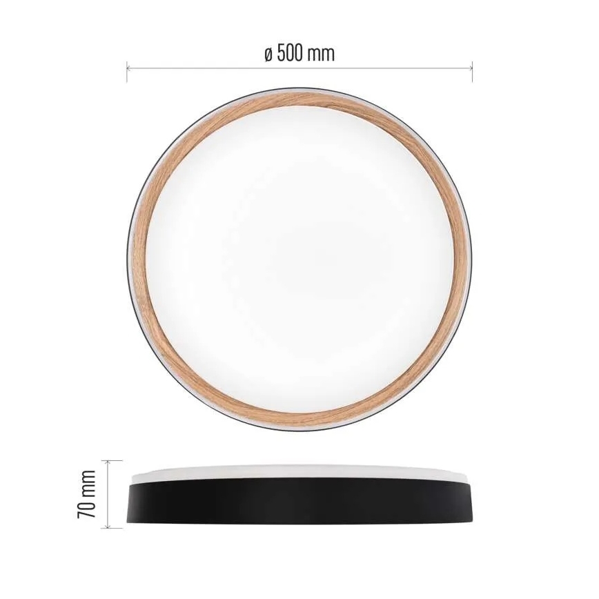Димируемо LED таванно осветително тяло ILVI LED/45W/230V 2700-6500K Ø 50 cm черно/бежово + дистанционно управление