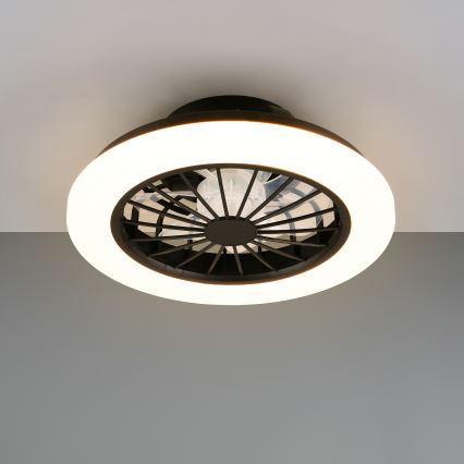 Димируемо LED RGBW таванно осветително тяло с вентилатор GHANA LED/24W/230V 3000-6500K бяло/черно + дистанционно управление